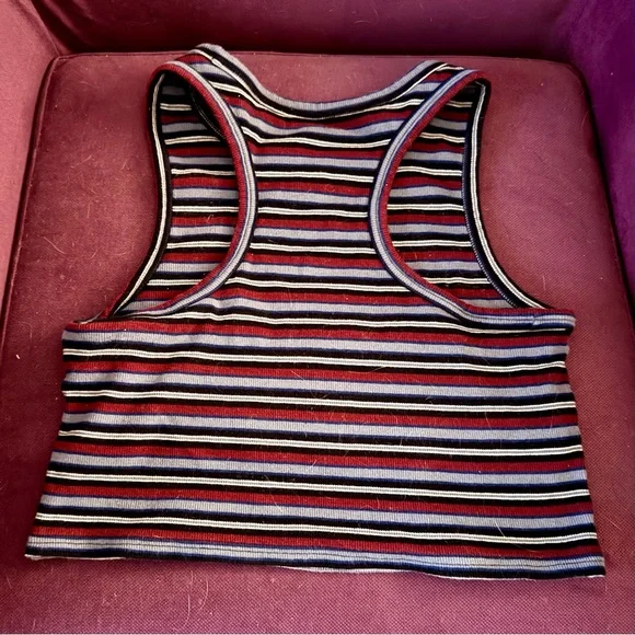 Striped Sleeveless Crop Organic Cotton Rib Bra Tomboyx - Picture 3 of 3